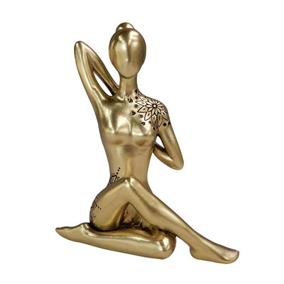 Estatueta decorativa dourada Yoga com possibilidade de personalização por gravação