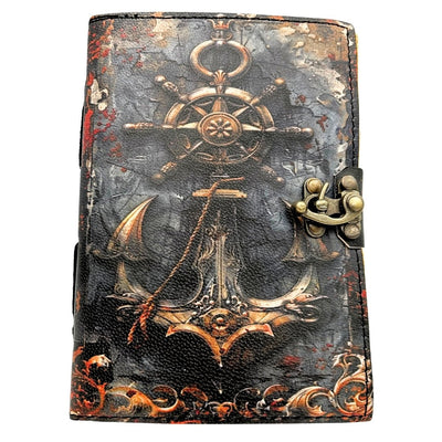 Caderno de Couro Retro Marítimo 200 páginas com possibilidade de personalização por gravação, ideal para presente para artistas e viajantes, feito de couro natural de cabra, cor vintage, dimensões 18 x 13 cm