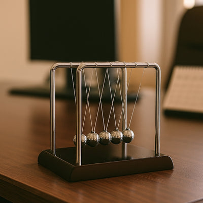 Bolas de Newton Elegantes com Gravação - Madeira Metal
