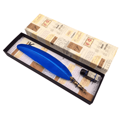 Conjunto de caligrafia com caneta azul e possibilidade de gravação personalizada