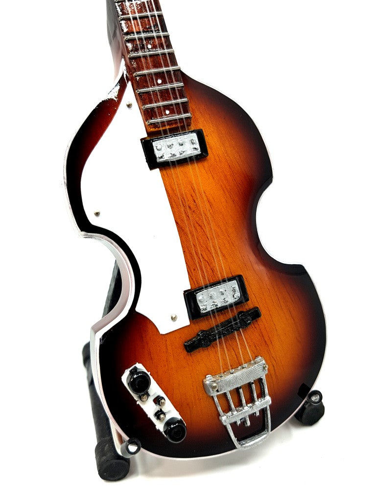 Mini guitarra baixo estilo Paul McCartney, MGT-2028, mogno, possibilidade de personalização por gravação, ideal para presente, altura 27,5 cm