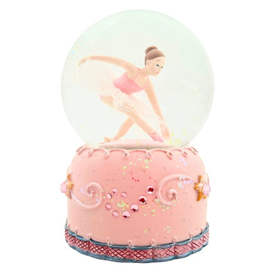 Bailarina a Dançar em Globo de Vidro 12cm com Possibilidade de Personalização por Gravação - Decoração Pastel Elegante para Presente para Amantes de Ballet, Feita em Poliresina e Vidro