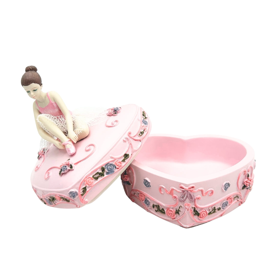 Caixa de Música Bailarina Coração Lago dos Cisnes com Possibilidade de Gravação Personalizada, Rosa, 12,5 cm, Presente Ideal para Aniversário ou Aniversário de Casamento