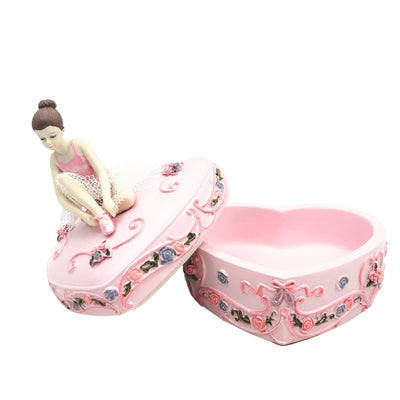 Caixa de Música Bailarina Coração Lago dos Cisnes com Possibilidade de Gravação Personalizada, Rosa, 12,5 cm, Presente Ideal para Aniversário ou Aniversário de Casamento