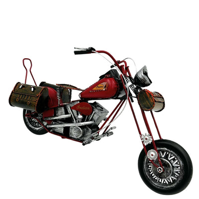 Modelo clássico grande de motocicleta chopper em metal na cor vermelha com possibilidade de personalização por gravação