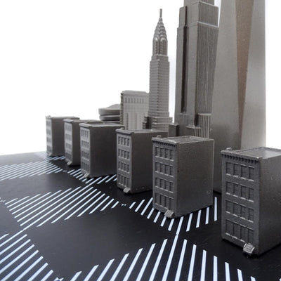 Xadrez Nova Iorque Skyline com Gravação em Aço Inoxidável