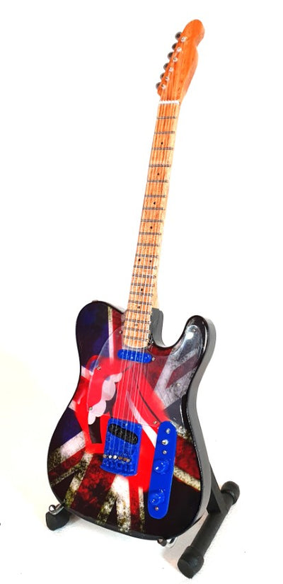 Mini guitarra ao estilo Rolling Stones Keith Richards MGT-2301 com possibilidade de personalização por gravação, feita à mão em mogno, presente ideal para fã de música, altura 27,5 cm