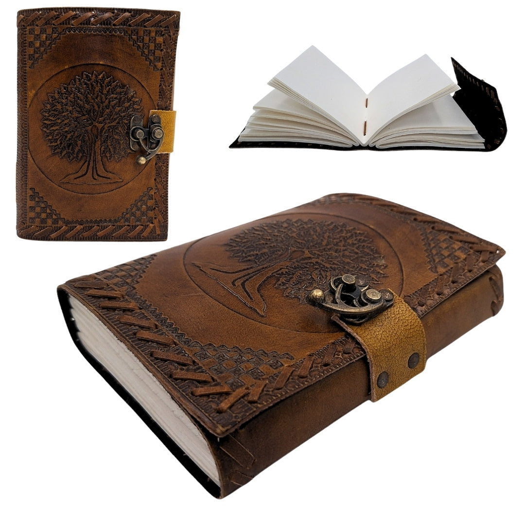Caderno de pele vintage retro 200 páginas com gravação