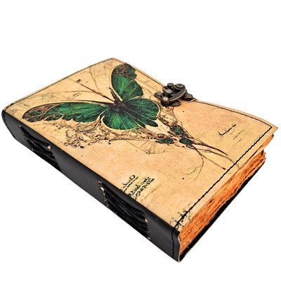 Caderno de Couro Retro Borboleta com Gravação