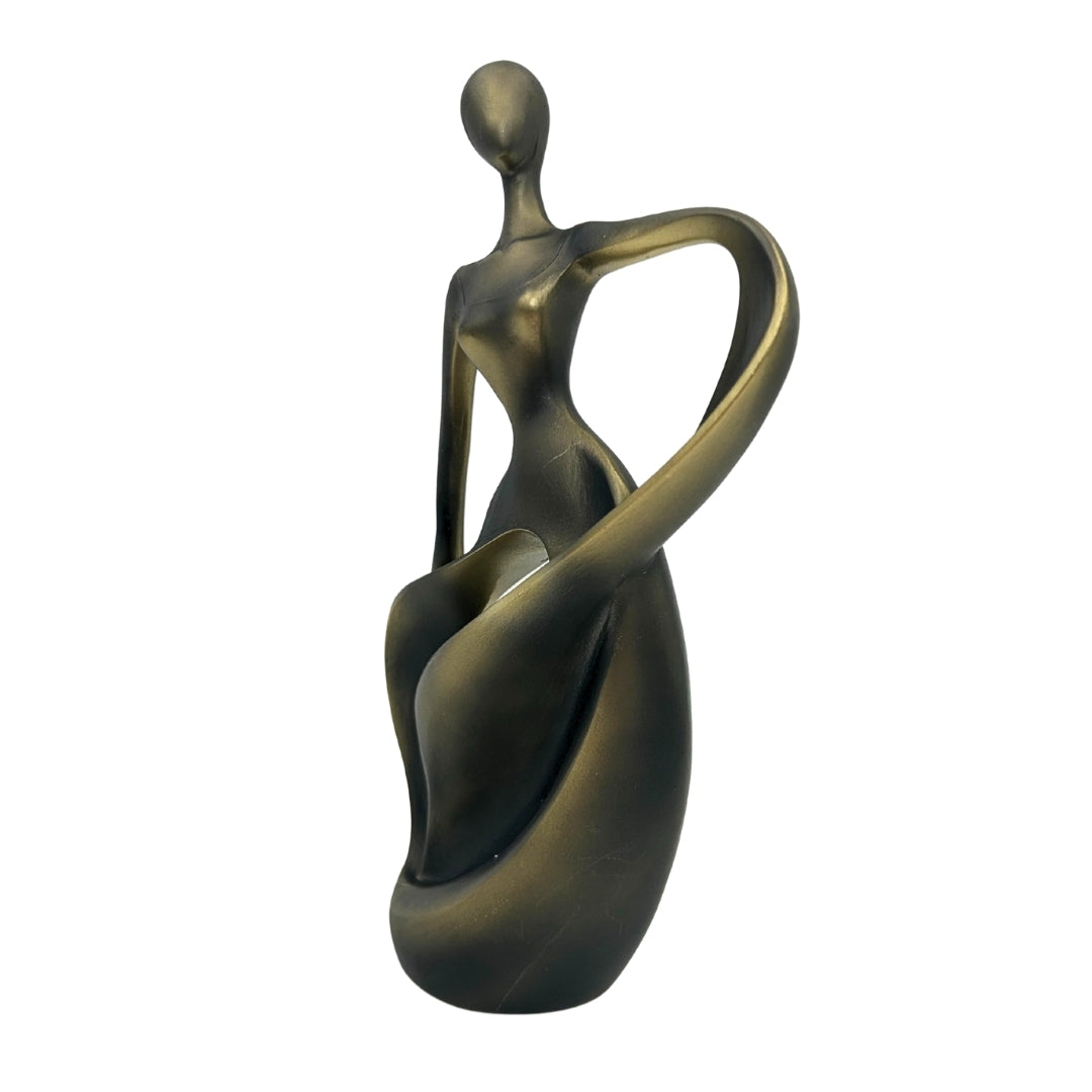 Estatueta de bailarina em dourado antigo 24 cm com possibilidade de gravação personalizada