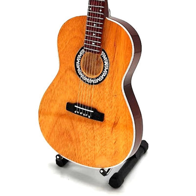 Mini Guitarra Clássica com Gravação - Decoração de Madeira de Mogno 25 cm