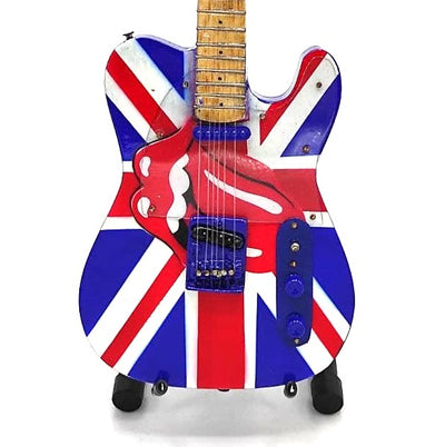 Mini guitarra colecionável Rolling Stones UK&Tongue MGT-2301B em madeira de mogno, possibilidade de gravação personalizada, presente ideal para qualquer ocasião, altura 27,5 cm