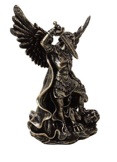 Estátua de São Miguel a combater o dragão em poliresina 13,5 cm com possibilidade de personalização por gravação