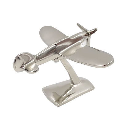 Modelo de avião monomotor N-0896 em alumínio cor prata, 17x14x11 cm