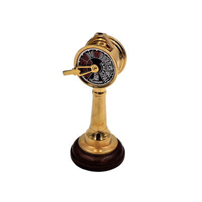 Telégrafo naval COM-2005 de latão e madeira, altura 16 cm, gravação personalizada, ideal para presente para amantes da navegação