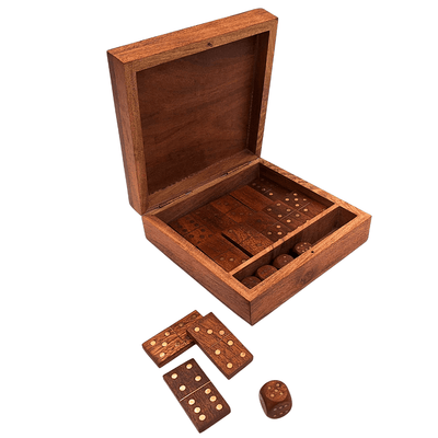 Conjunto Elegante de Jogos em Caixa de Madeira com Gravação