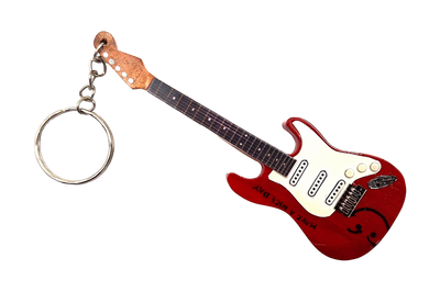 Breloczek do kluczy w kształcie gitary - Brian Adams - Have a Nice Day - drewniano-metalowy z możliwością personalizacji grawerem - idealny prezent dla fana muzyki i gitarzysty - wymiary 6x11x0,5 cm