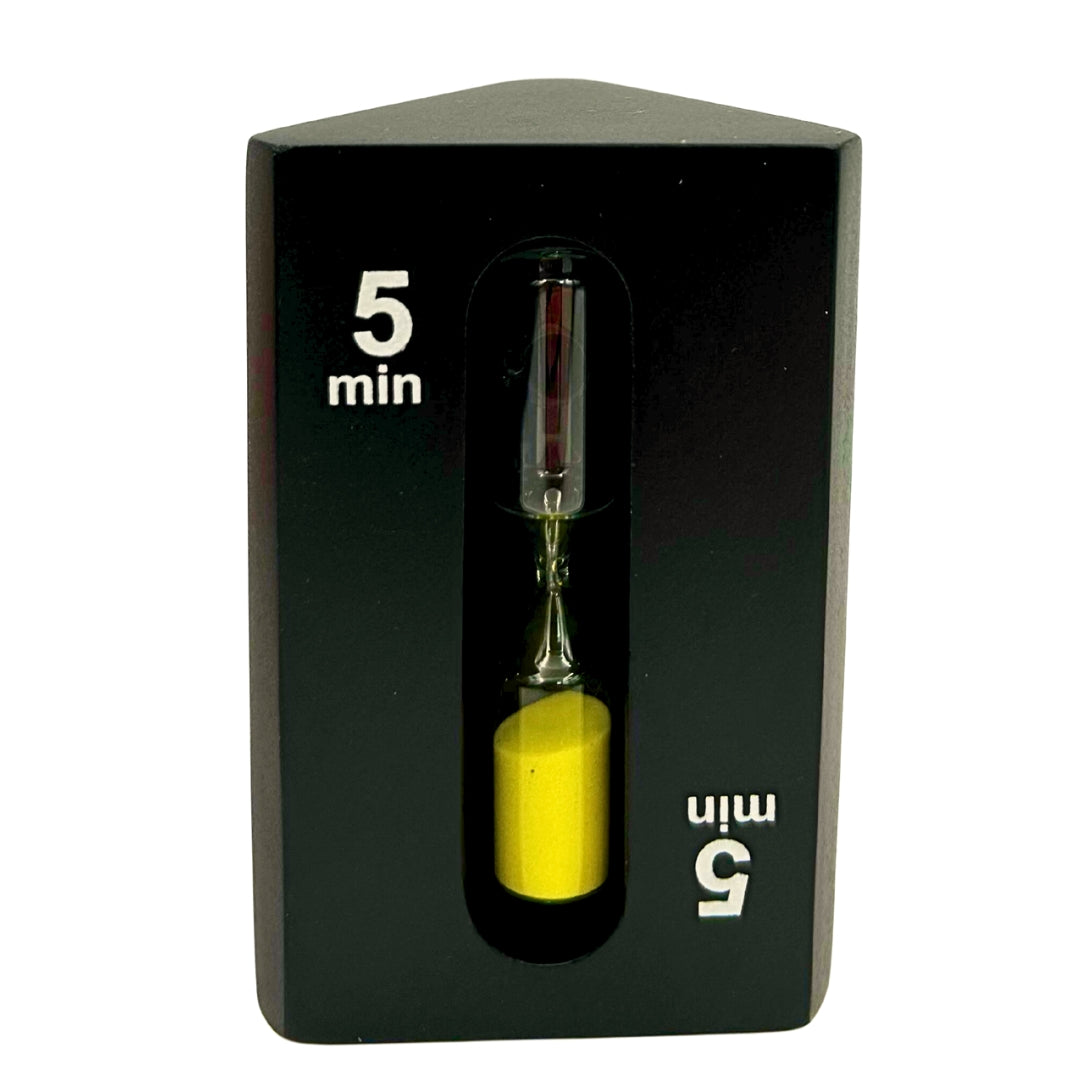 Ampulheta Triangular 1-3-5 minutos Preta com Possibilidade de Gravação