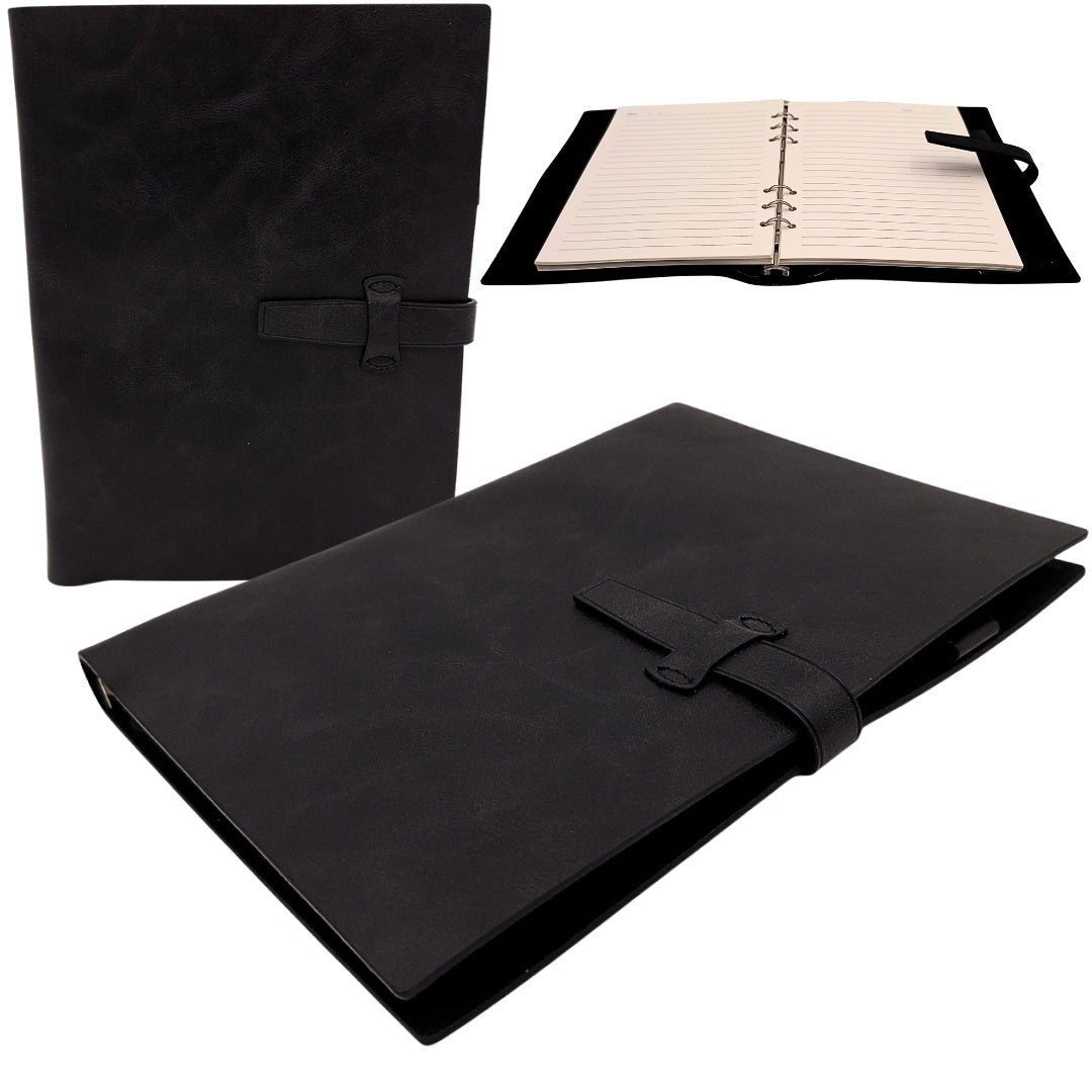 Caderno Elegante de Pele A5 Vintage Retro com Fecho e Possibilidade de Personalização por Gravação