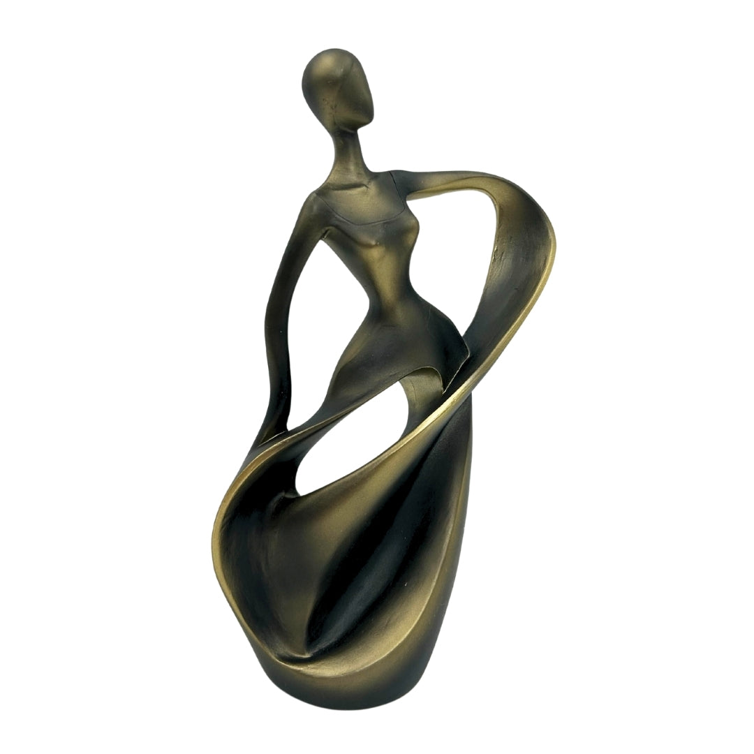 Estatueta de bailarina em dourado antigo 24 cm com possibilidade de gravação personalizada