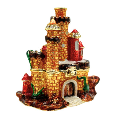 Caixa para Joias Decorada com Cristais em Forma de Castelo com Possibilidade de Gravação Personalizada