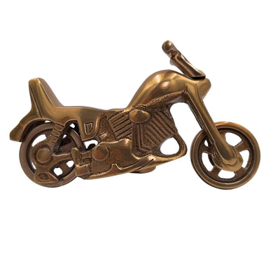 Modelo metálico de motocicleta N-2960 em alumínio com acabamento em latão antigo – gravação personalizada para presente, dimensões 17,5 x 10 cm