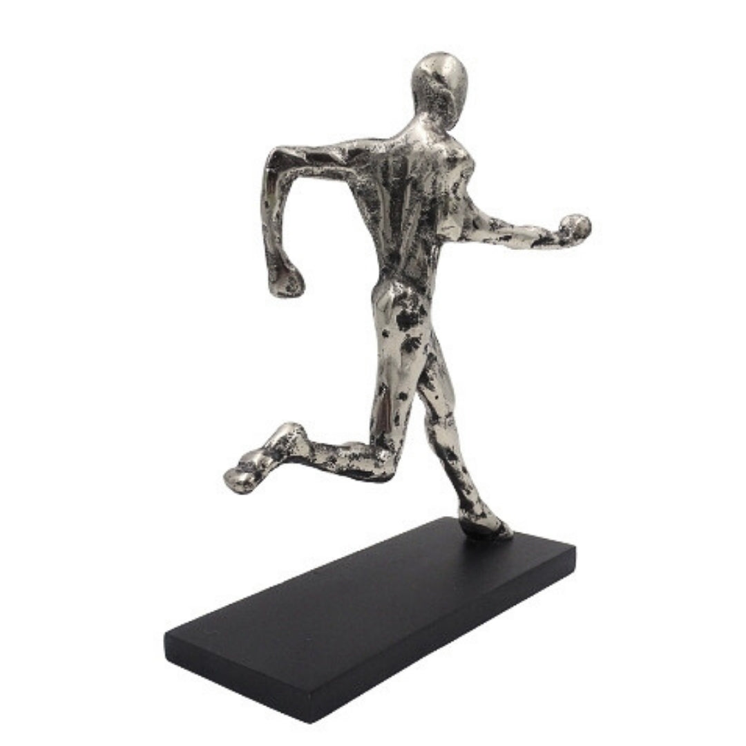 Estatueta metálica de corredor com gravação
