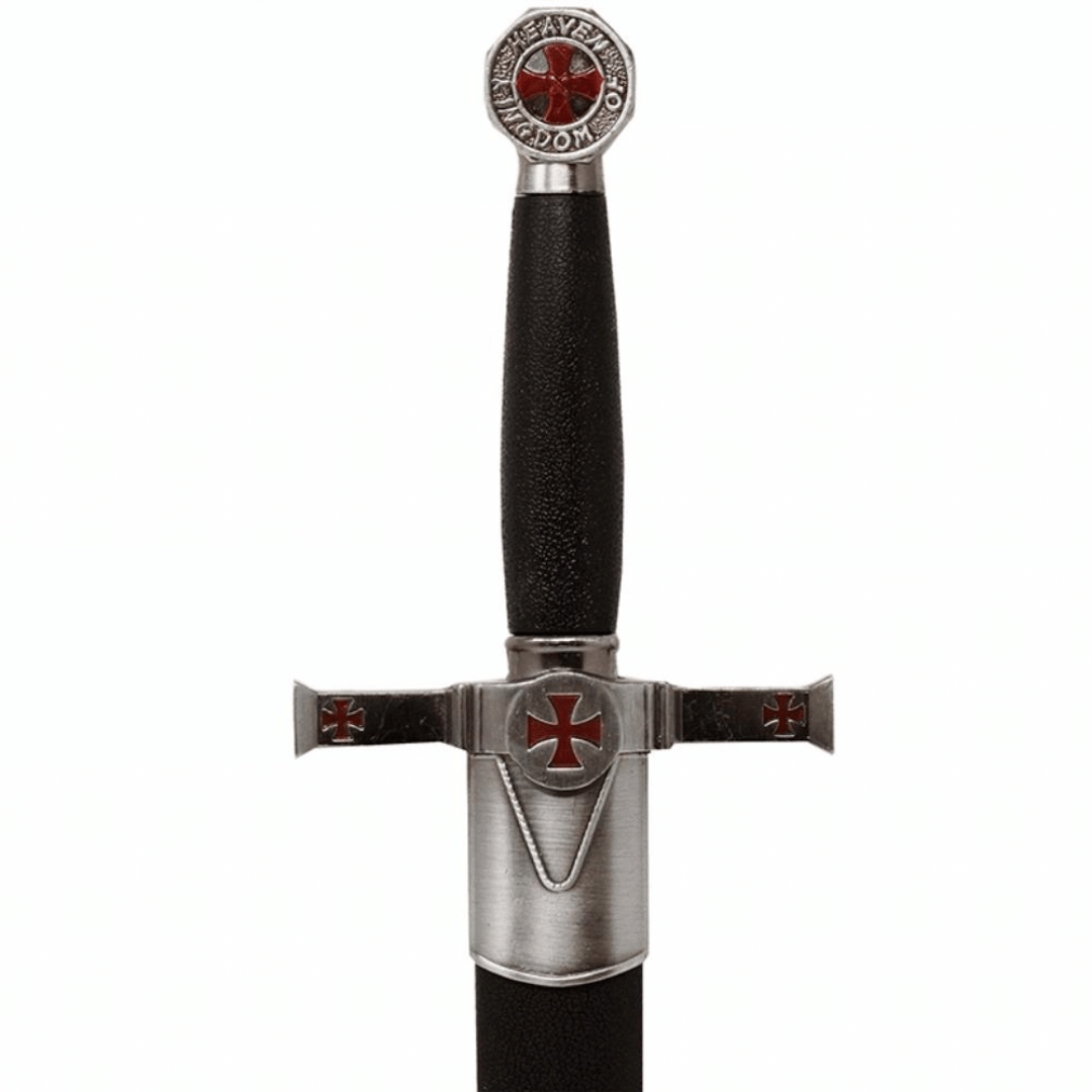 Adaga decorativa templária com bainha e gravação - réplica em aço inoxidável, 40 cm