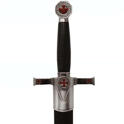 Adaga decorativa templária com bainha e gravação - réplica em aço inoxidável, 40 cm