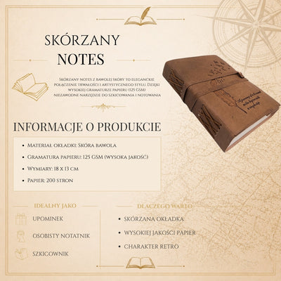 Caderno de pele retro com inscrição 200 páginas