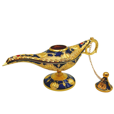 Lâmpada de Aladino LABB com ornamentos metálicos em cor dourada, azul-marinho escuro, 22 x 7 x 11 cm