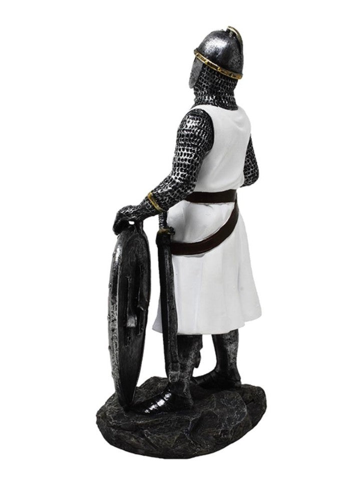 Estátua de Cavaleiro Templário 18,5 cm em Poliresina com possibilidade de personalização por gravação