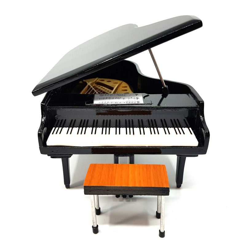 Mini piano com possibilidade de personalização por gravação, preto, feito à mão em balsa, escala 1:10, ideal para presente para pianistas e amantes de música, altura 8 cm