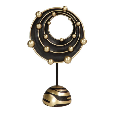 Grande estatueta decorativa Sistema Cósmico com possibilidade de personalização por gravação, ideal para presente - altura 20,2 cm, dourado e preto, estilo moderno e glamour