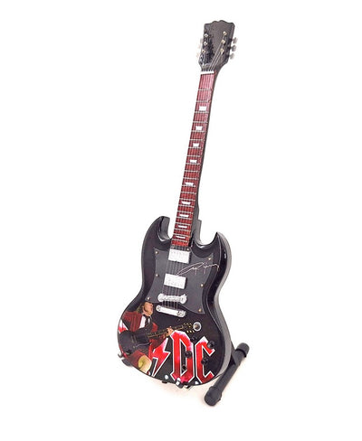 Mini guitarra Angus Young 24,5 cm em mogno com possibilidade de personalização por gravação