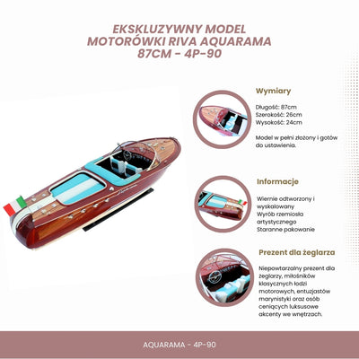 Modelo exclusivo de lancha Riva Aquarama 87cm com possibilidade de personalização por gravação