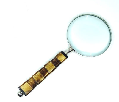 Lupa Elegante para Leitura com Cabo de Osso NC1099A com Possibilidade de Personalização por Gravação, Caixa Prateada de Latão, Ideal para Presente para Sénior, Avô ou Colecionador, Altura 24,5 cm