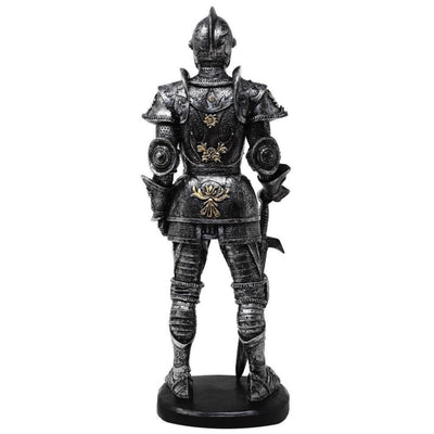 Figura Decorativa Cavaleiro em Armadura 39 cm Prateada com Possibilidade de Gravação Personalizada