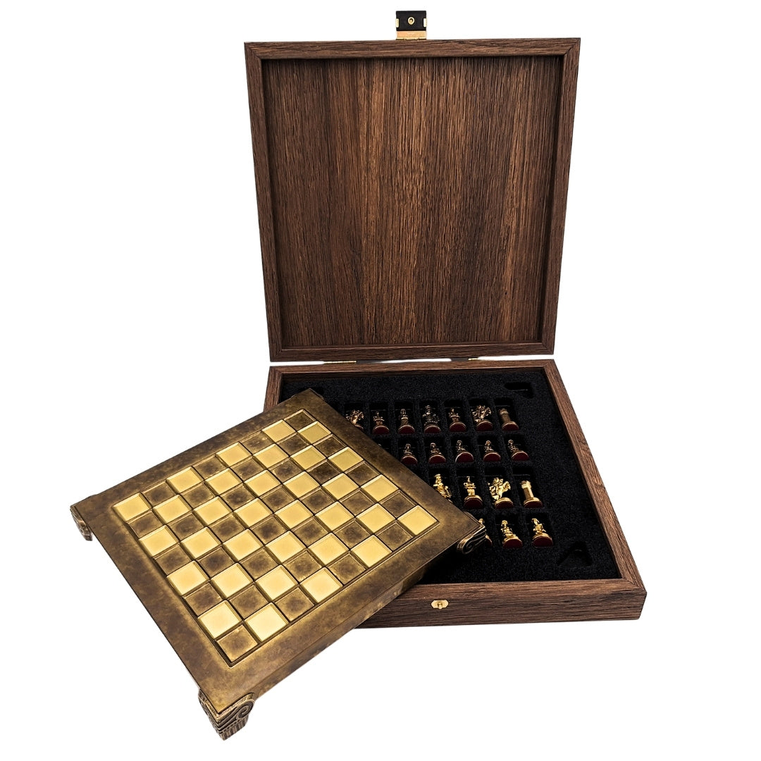 Xadrez Metálico Exclusivo Bizâncio 20x20 cm com Gravação Personalizada