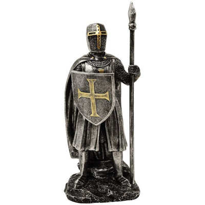 Figura Cavaleiro com Lança 20 cm com possibilidade de personalização por gravação - decoração pintada à mão em polyresina para presente para amantes de história e militaria