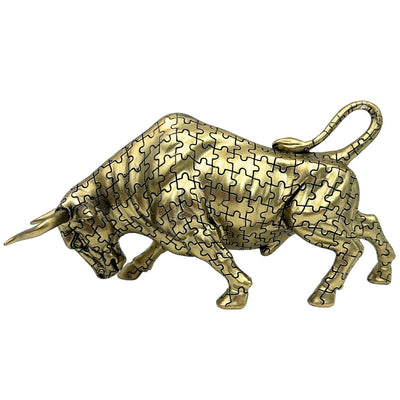 Estatueta decorativa de Touro dourado com possibilidade de gravação - Símbolo elegante de força e riqueza, 33,3 cm, poliéster