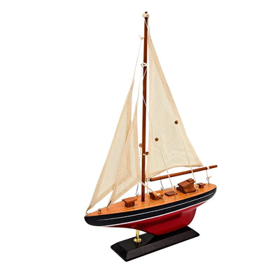 Modelo Elegante de Iate à Vela em Madeira 30 cm com Personalização por Gravação