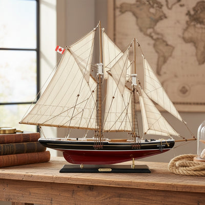 Modelo de veleiro Bluenose 80cm com possibilidade de personalização por gravação