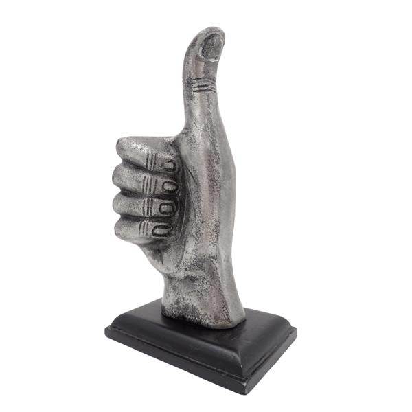 Figura decorativa polegar "OK" em alumínio 20 cm com possibilidade de personalização por gravação
