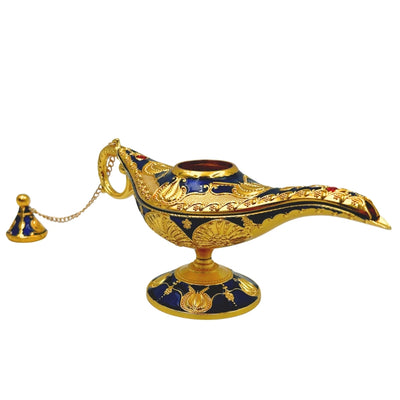 Lâmpada de Aladino LABB com ornamentos metálicos em cor dourada, azul-marinho escuro, 22 x 7 x 11 cm