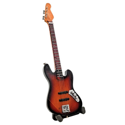 Mini guitarra decorativa de 15 cm num suporte, com possibilidade de personalização por gravação