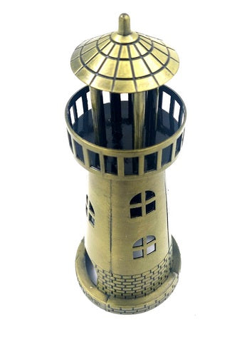 Farol de Mar Castiçal para Vela Tealight 18,5 cm em Dourado Antigo com Opção de Gravação
