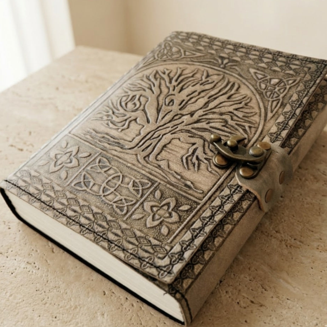 Caderno de Couro Retro Árvore da Vida com Gravação