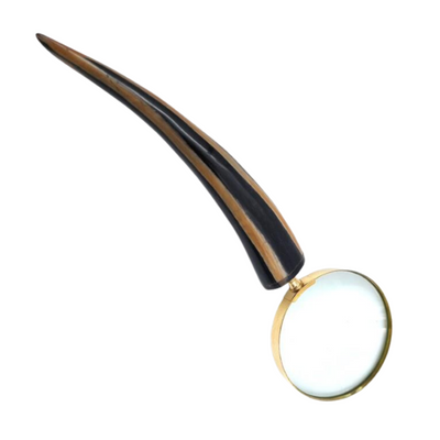 Lupa de Leitura Retro Elegante com Armação de Latão e Cabo de Chifre de Búfalo - Gravação Personalizada - Presente Ideal para Sénior - Lente de Ampliação de Alta Qualidade 3,5x em Estilo Vintage