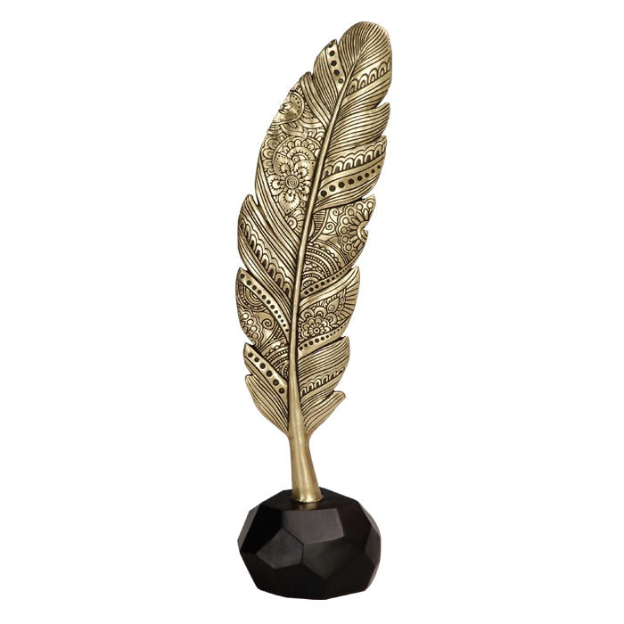 Pena decorativa dourada de 30,7 cm com possibilidade de gravação